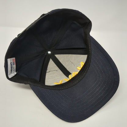 NAVY Snapback Hat Blue One Size Adjustable Embroidered 6 Panel Graffiti