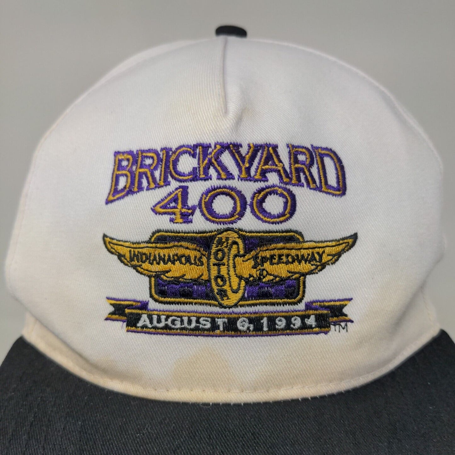 SS Sport Service Men's Snapback Hat White Black OSFA Brickyard 400 Vintage 1994