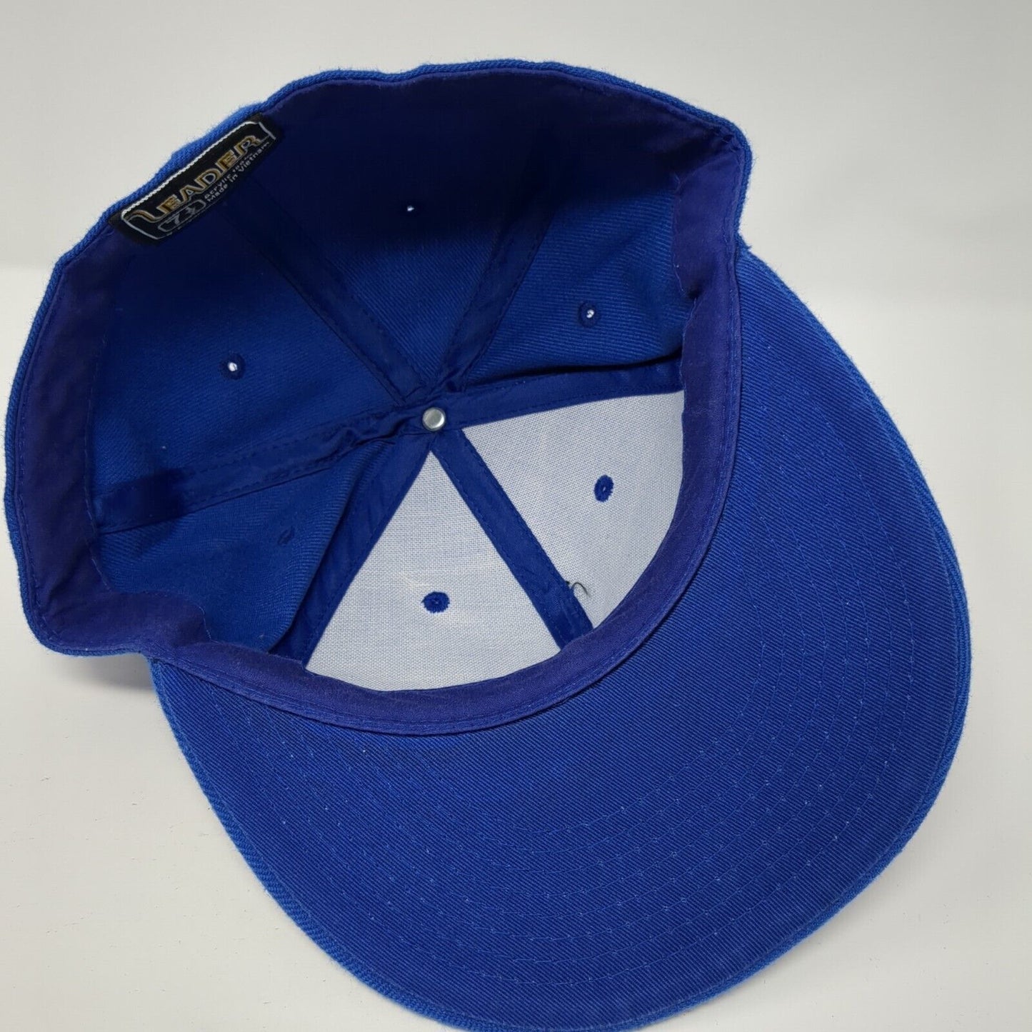 Leader Fitted Hat Blue 7 1/2 Solid 6 Panel Vent Holes Blank Outdoor