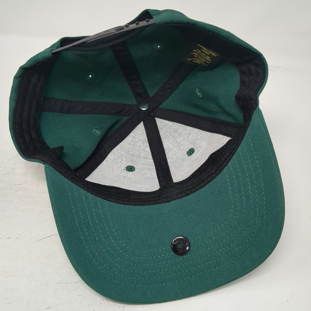 Bug Cap Snapback Hat Green One Size Padded Front Roll Made in Canada Adjustable