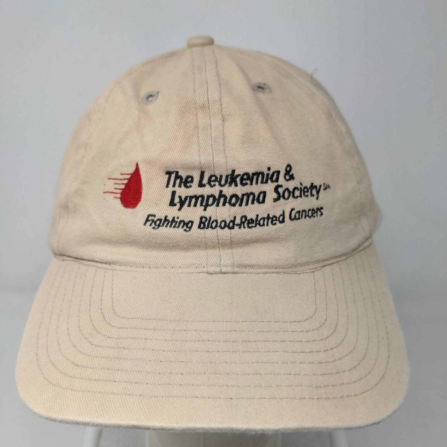 Leukemia Lymphoma Society Men's Slideback Hat Tan OSFA Embroidered Logo Cancer