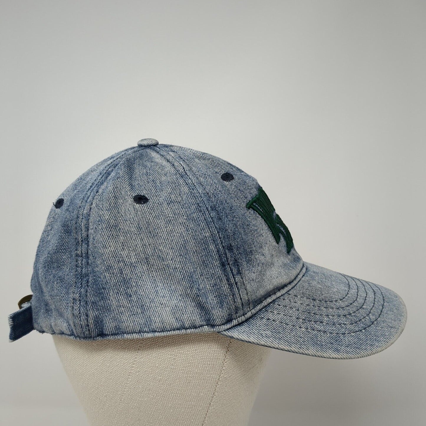 Wander Lust Slideback Baseball Cap Blue One Size Adjustable Embroidered Denim