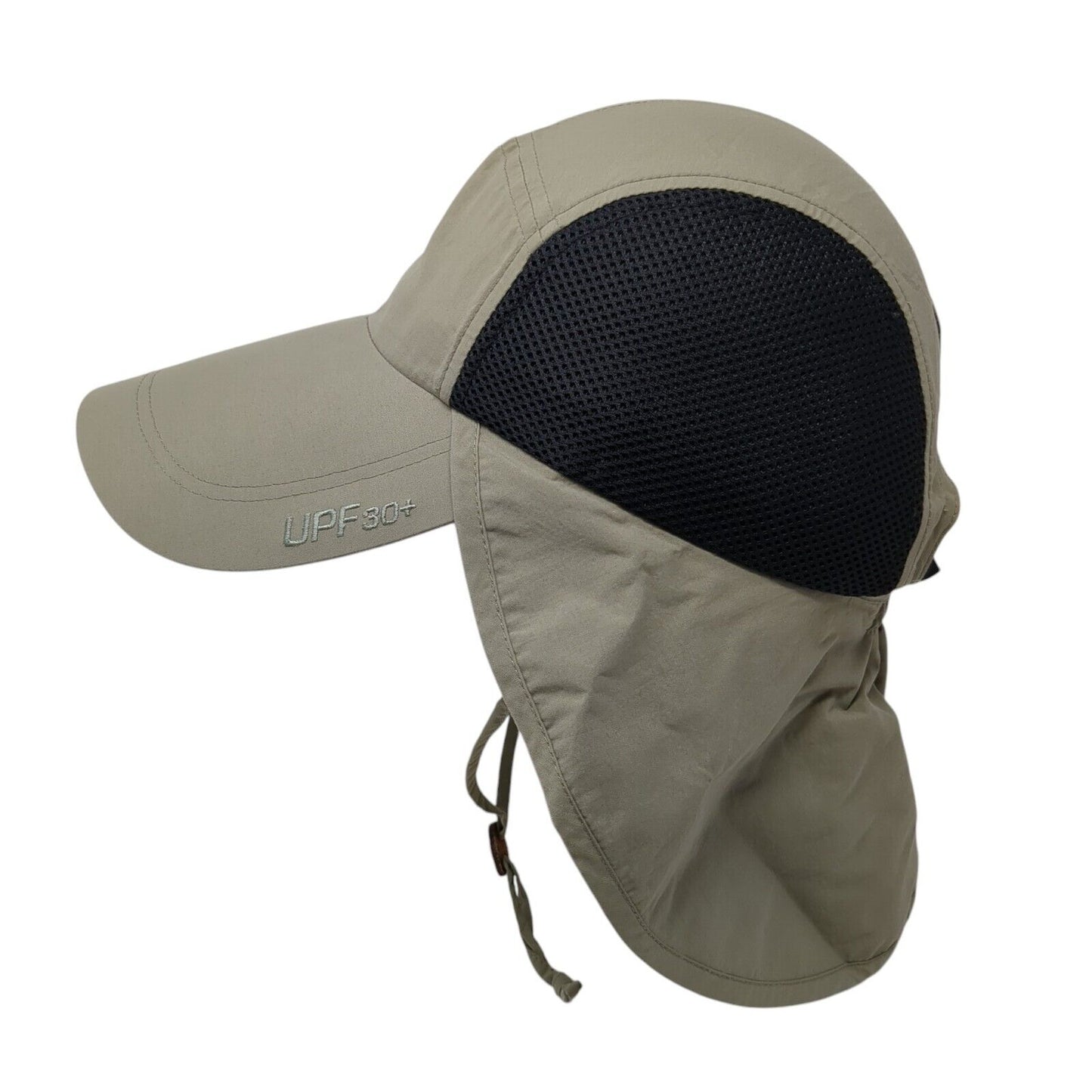 Columbia Strapback Hat Tan One Size Chin Strap Back Flap UPF 30+ Outdoor