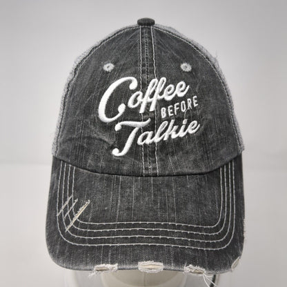 Coffee Before Talkie Strapback Trucker Hat Gray One Size Mesh Back