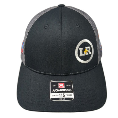 Richardson Trucker Hat Black L Ryker Strong LR Cross American Flag Mesh Snapback