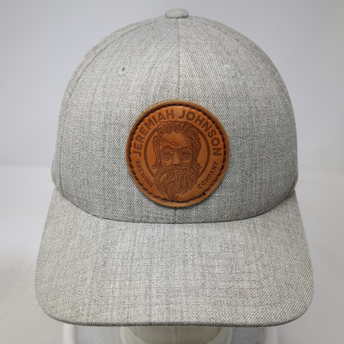 Yupoong Snapback Hat Gray One Size Jeremiah Johnson Brewing Leather Patch Green