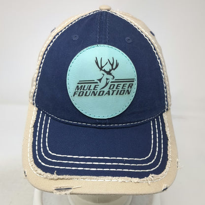 Otto Blue One Size Baseball Cap Mule Deer Foundation Patch Distressed Hat