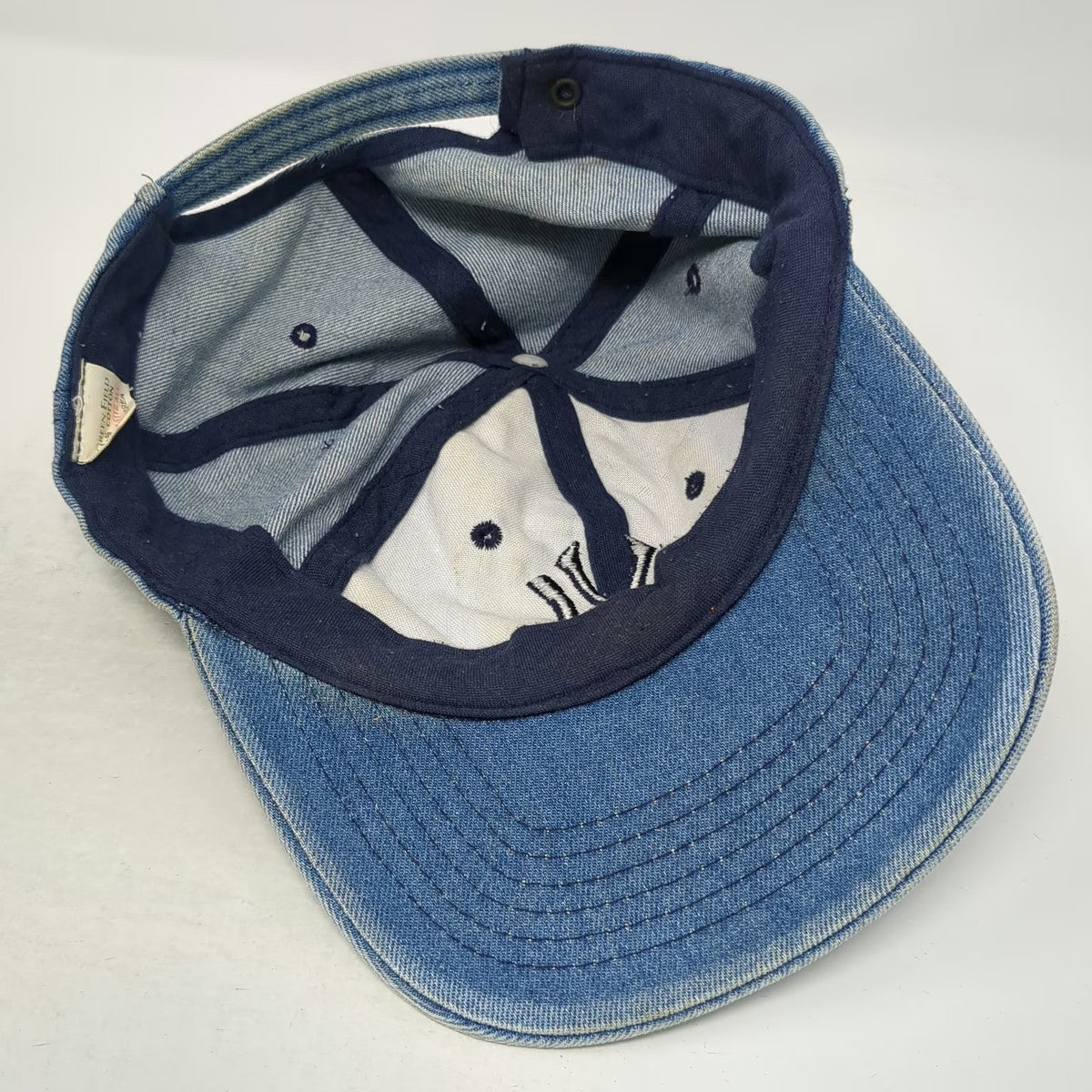 Green Field Baseball Cap Blue One Size Denim NY Logo Slideback Cotton Korea Hat