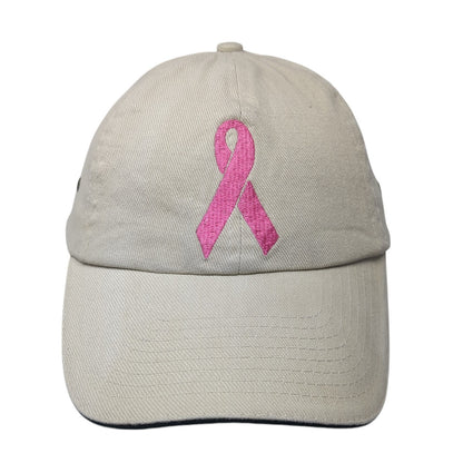 Pink Ribbon Shane Co. Slideback Hat Beige One Size Embroidered Vitronic