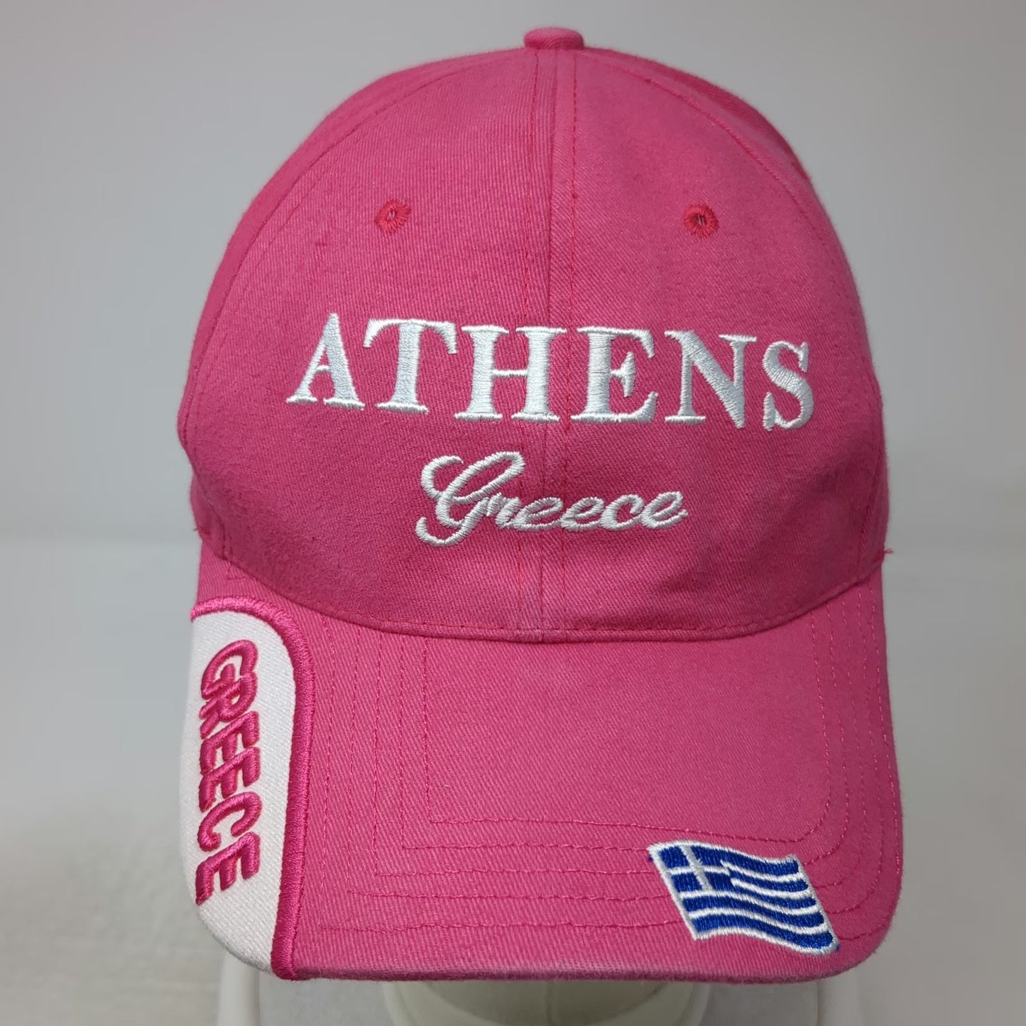 Baseball Cap Pink One Size Athens Greece Flag Embroidered Souvenir Strapback Hat