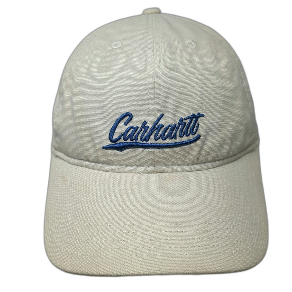 Carhartt Baseball Cap Beige One Size Slideback Blue Script Embroidery Logo Hat