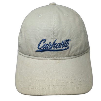 Carhartt Baseball Cap Beige One Size Slideback Blue Script Embroidery Logo Hat