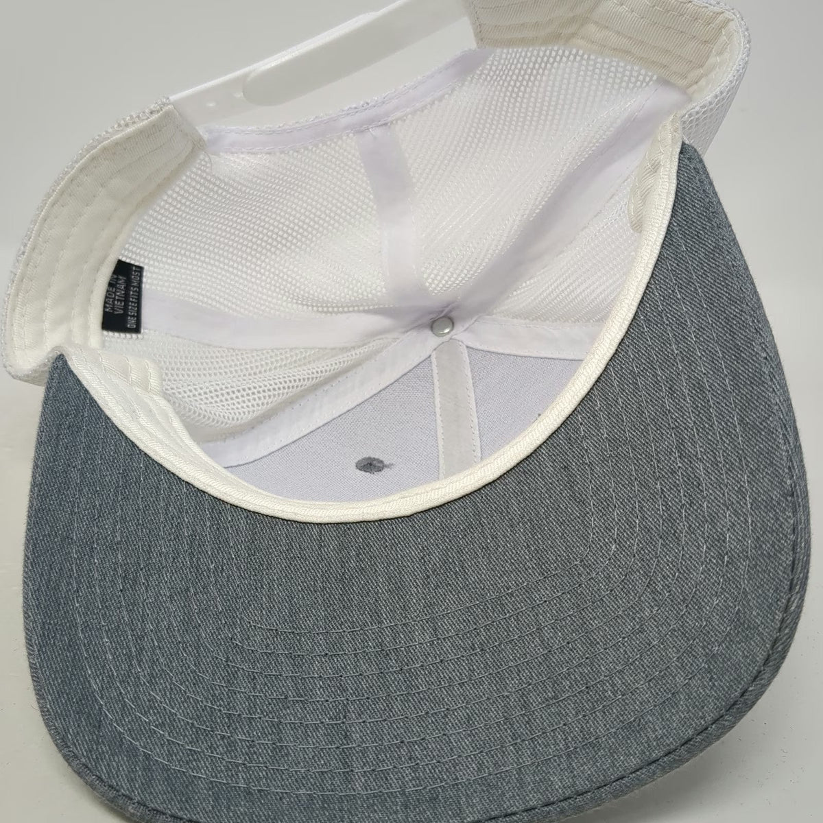 Scheels Trucker Hat Gray White Brown One Size Leather Patch Mesh Back Snapback