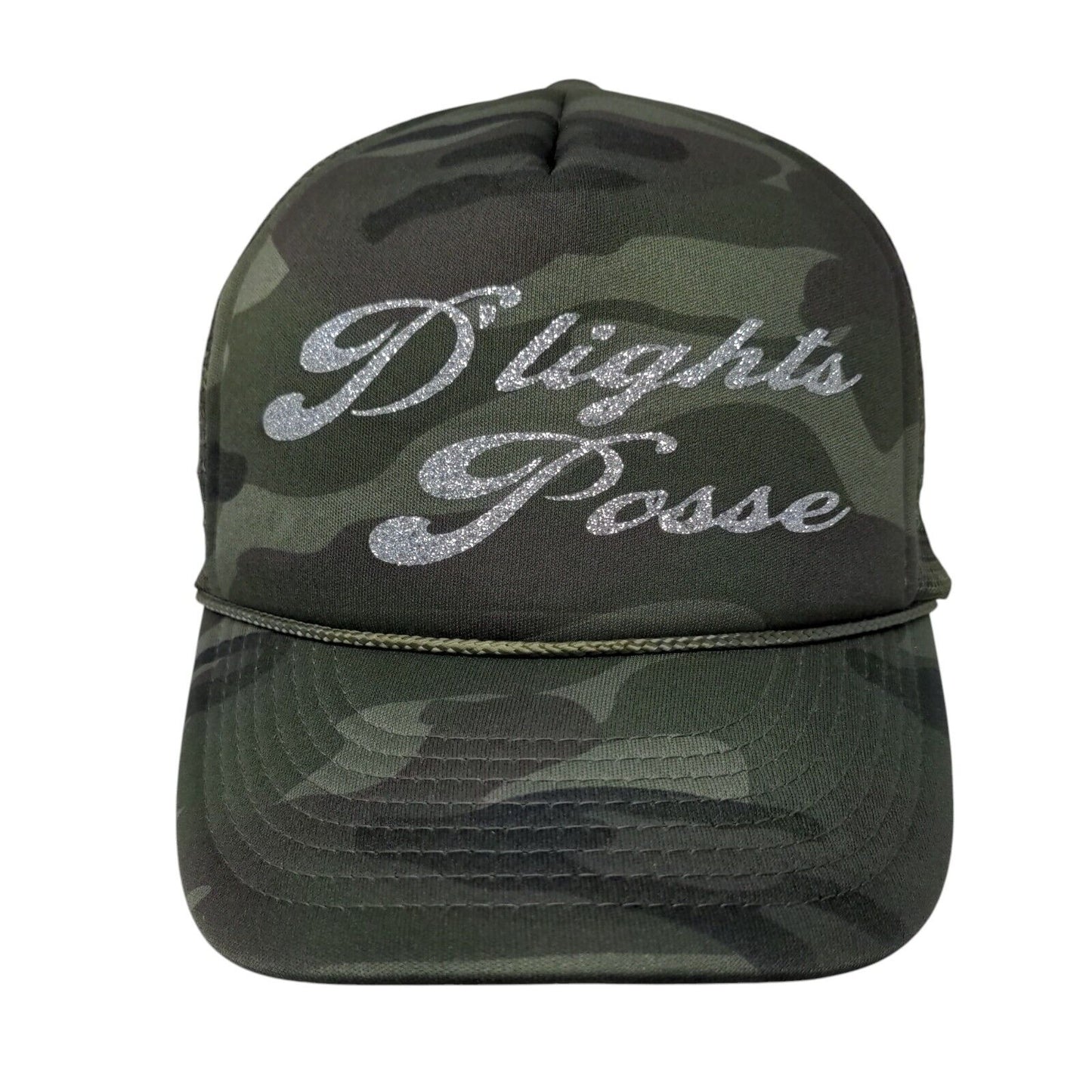 D'lights Posse Snapback Rope Trucker Hat Camo OSFA Mesh Back Cobra
