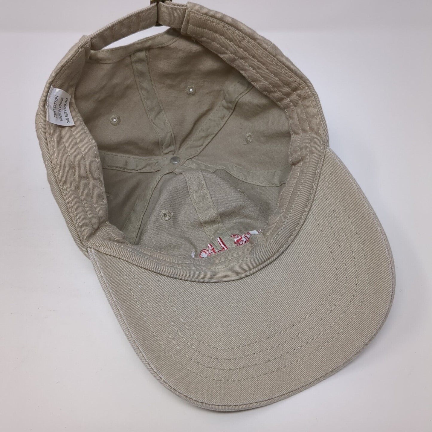 Worlds Liquors Slideback Hat Tan One Size Adjustable Embroidered Shell