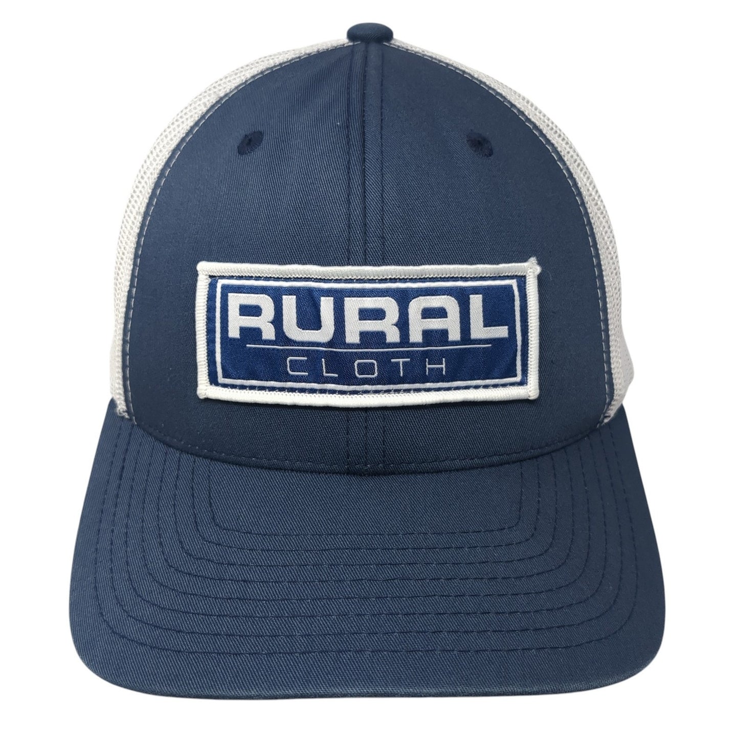 Rural Cloth Patch Snapback Mesh Back Trucker Hat Blue One Size Yupoong