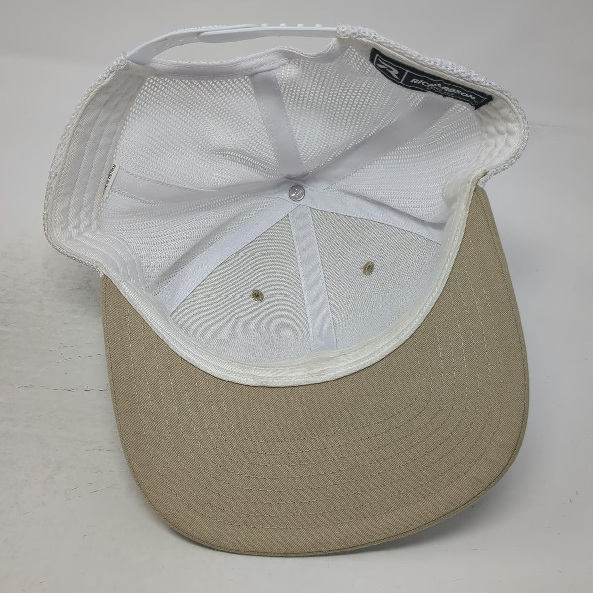 Richardson Trucker Hat Beige One Size Builders FirstSource Leather Patch Mesh
