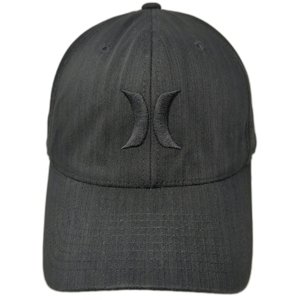 Hurley Baseball Cap Black One Size Flexfit Tonal Logo Curved Brim Textured Hat