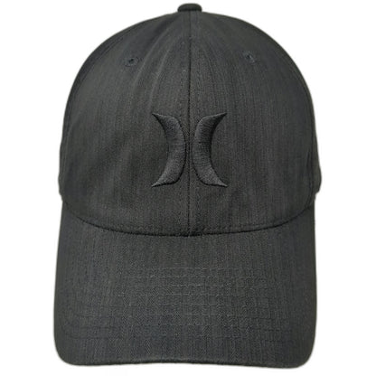 Hurley Baseball Cap Black One Size Flexfit Tonal Logo Curved Brim Textured Hat