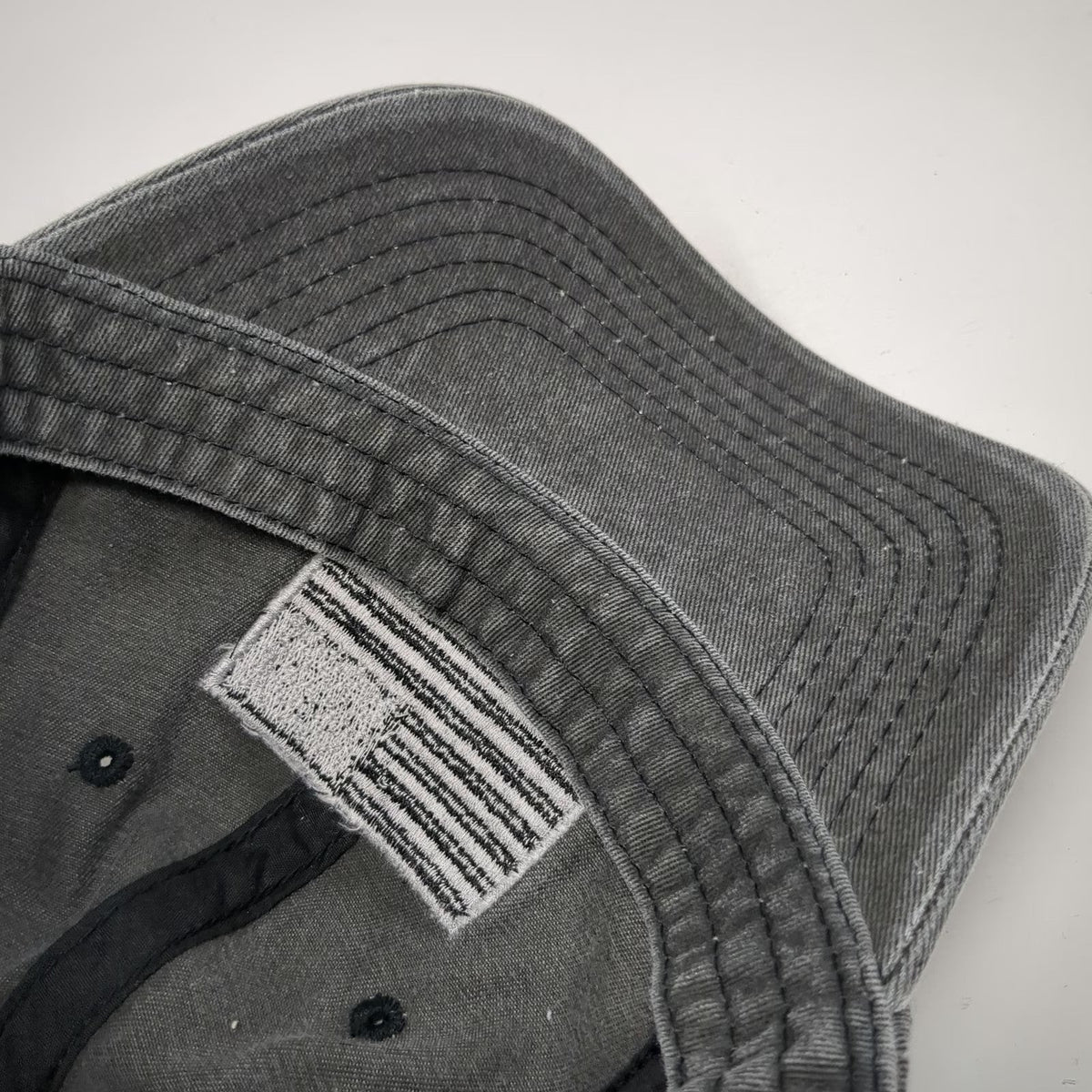 DPC Baseball Cap Gray One Size Monochrome American Flag Patch 6-Panel Cotton Hat