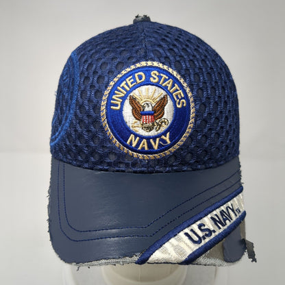 United States Navy Strapback Hat Blue One Size Adjustable Embroidered