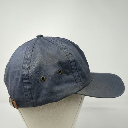 Eddie Bauer Blue Baseball Cap One Size Leather Strapback Made USA Hat Vintage