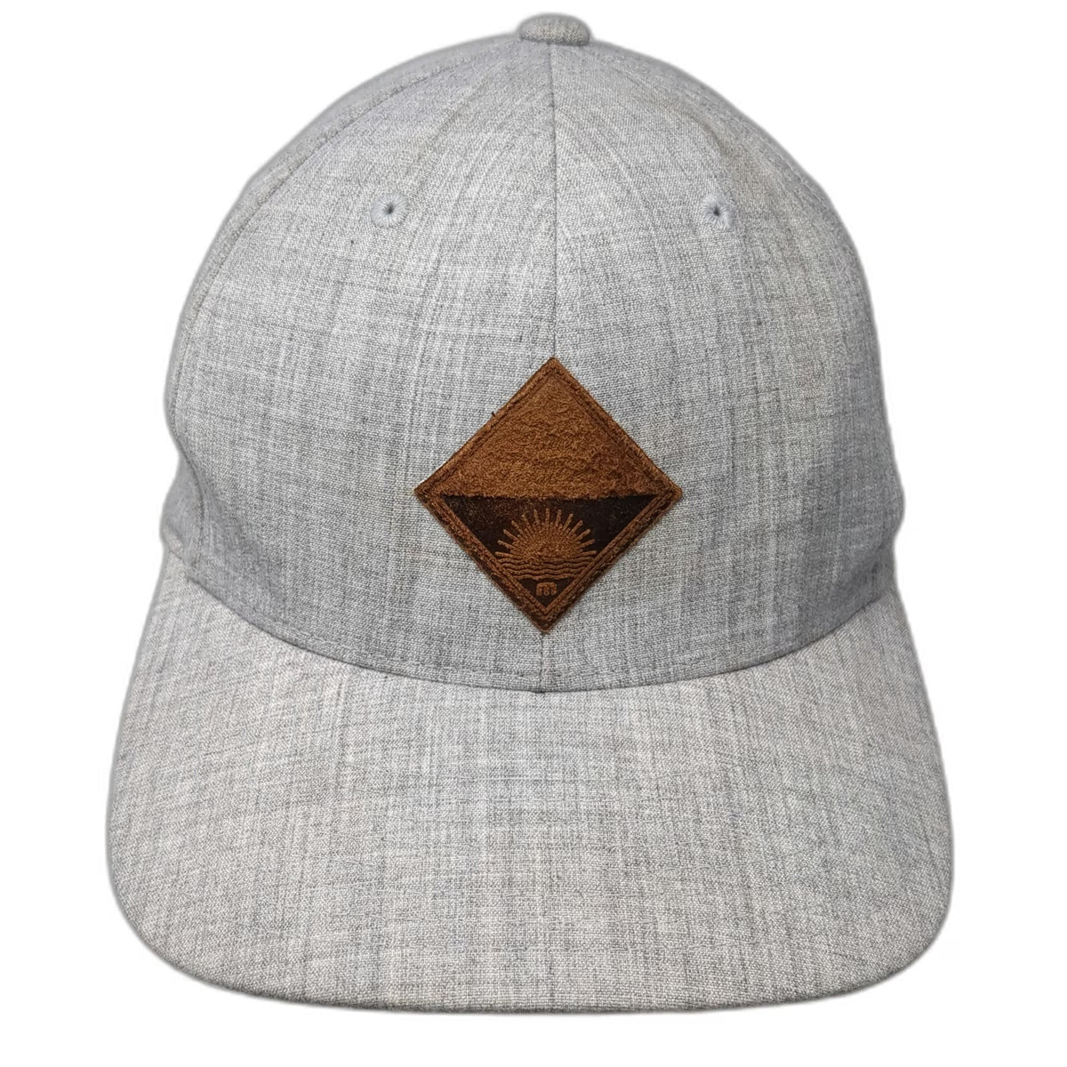 Flexfit Baseball Cap Gray M Heathered Fabric Sun Patch Structured Fitted Hat