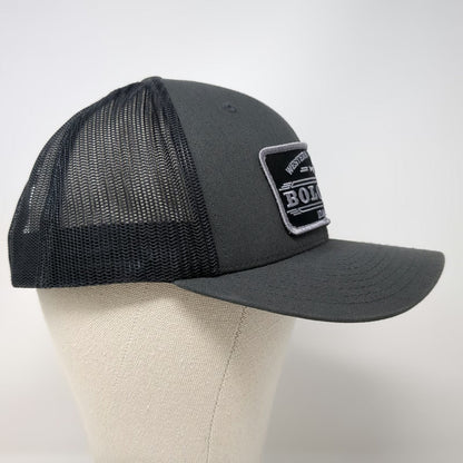 Yupoong Trucker Hat Gray Black White One Size Bolo Fly Fishing Idaho USA Patch