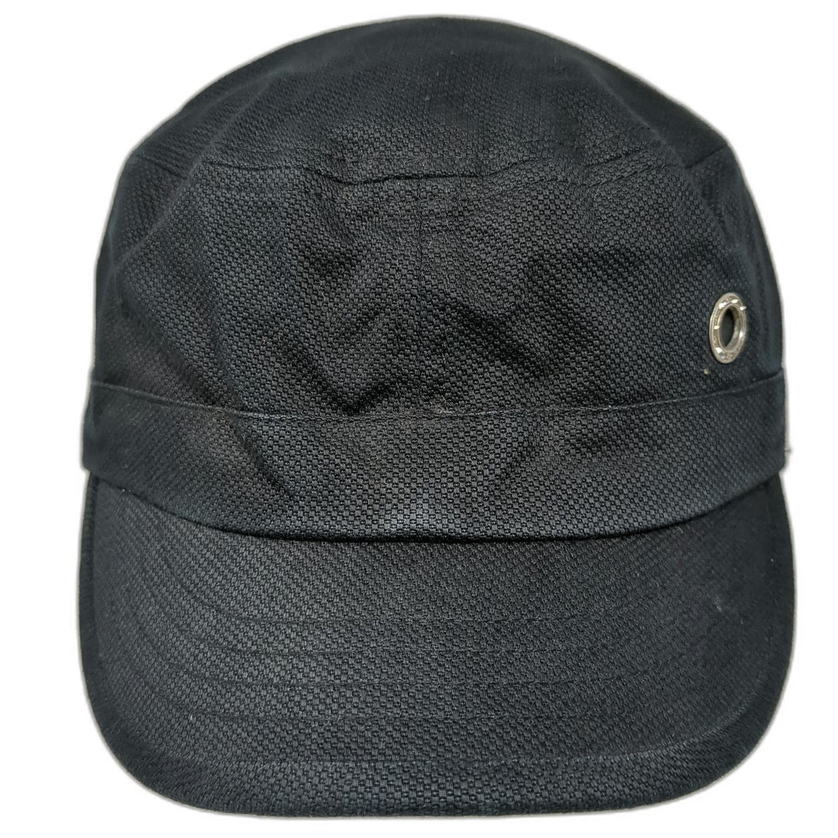 Headers Army Cap Black Hat Size M Fitted Cotton Textured Metal Eyelet Cadet