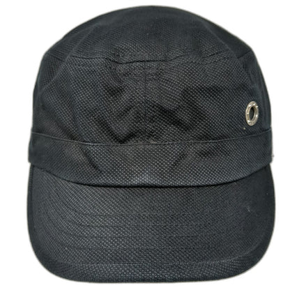 Headers Army Cap Black Hat Size M Fitted Cotton Textured Metal Eyelet Cadet