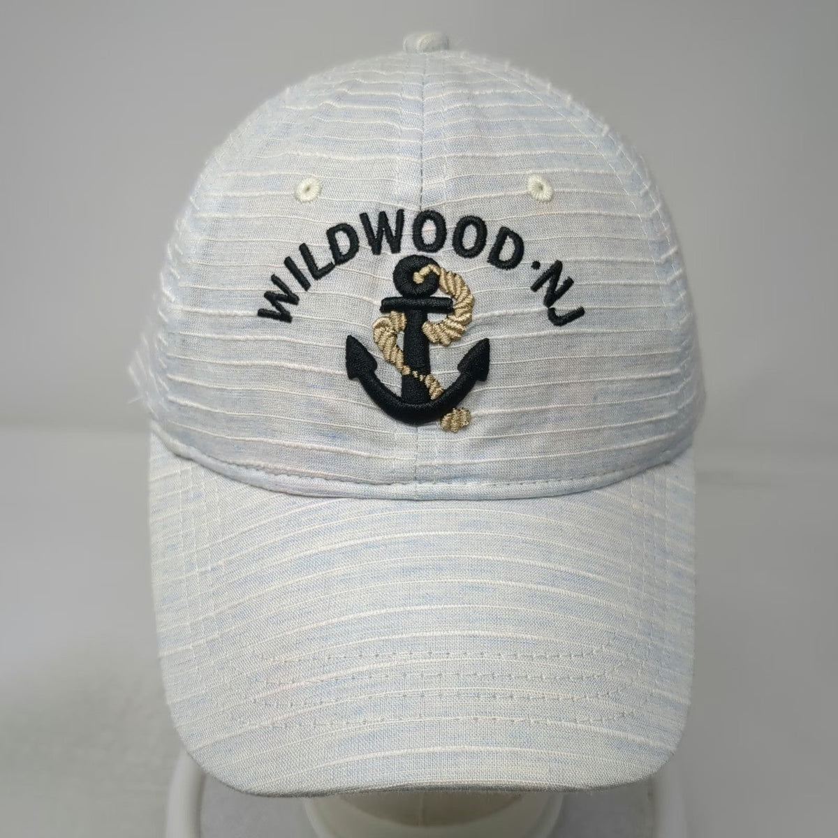 Lucky 7 USA Baseball Cap Blue One Size Wildwood NJ Anchor Striped Hat Cotton