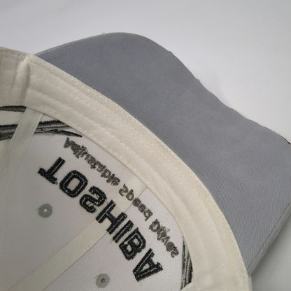 Toshiba Baseball Cap White Gray One Size Tribal Embroidery Adjustable Strap Hat