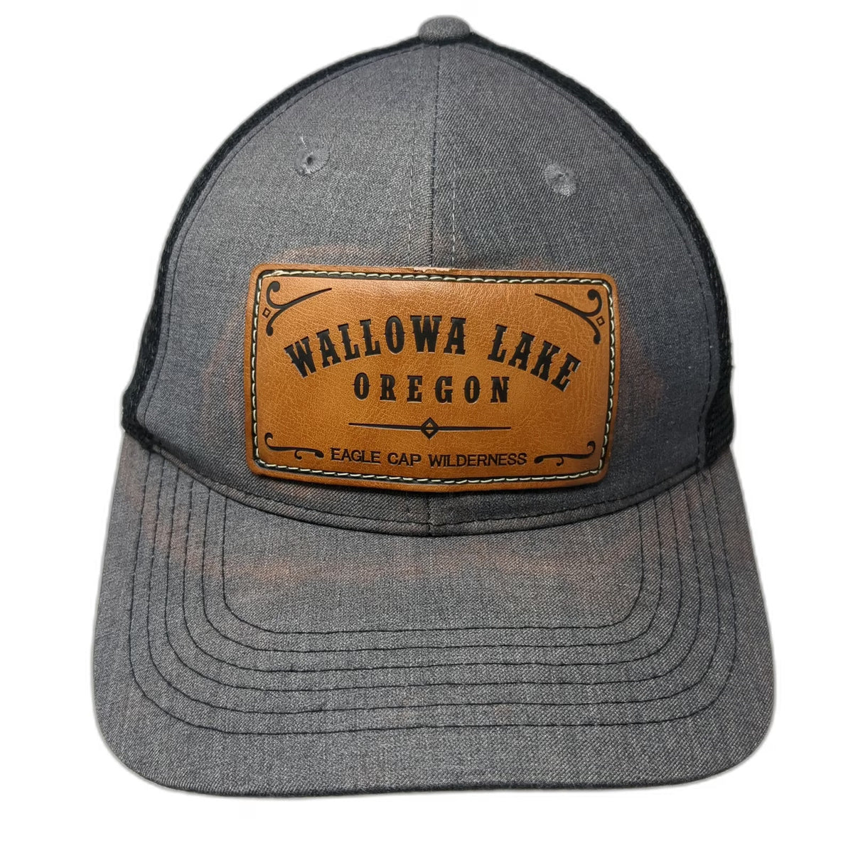 Voodoo Headwear Gray Trucker Hat OSFM Wallowa Lake Oregon Eagle Cap Mesh Back
