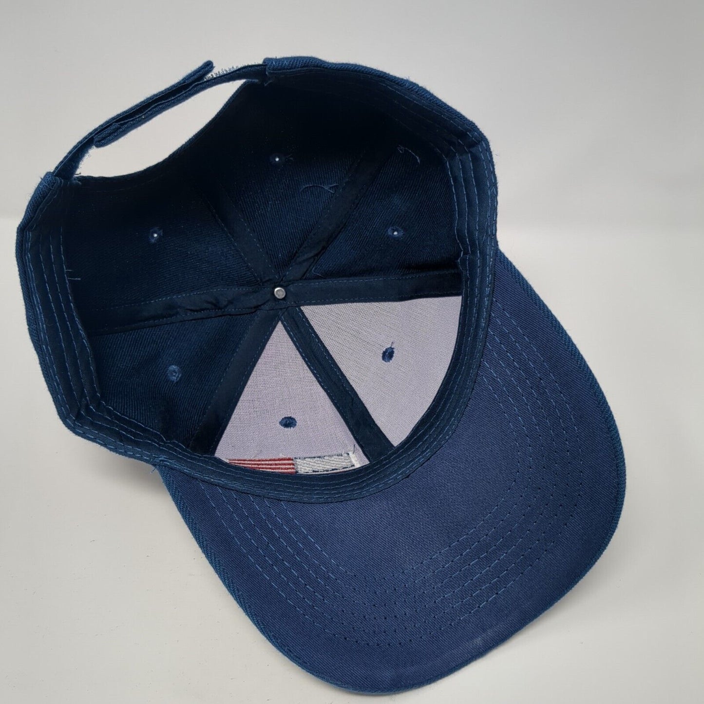 American Flag Strapback Hat Blue One Size Adjustable Embroidered Patriotic