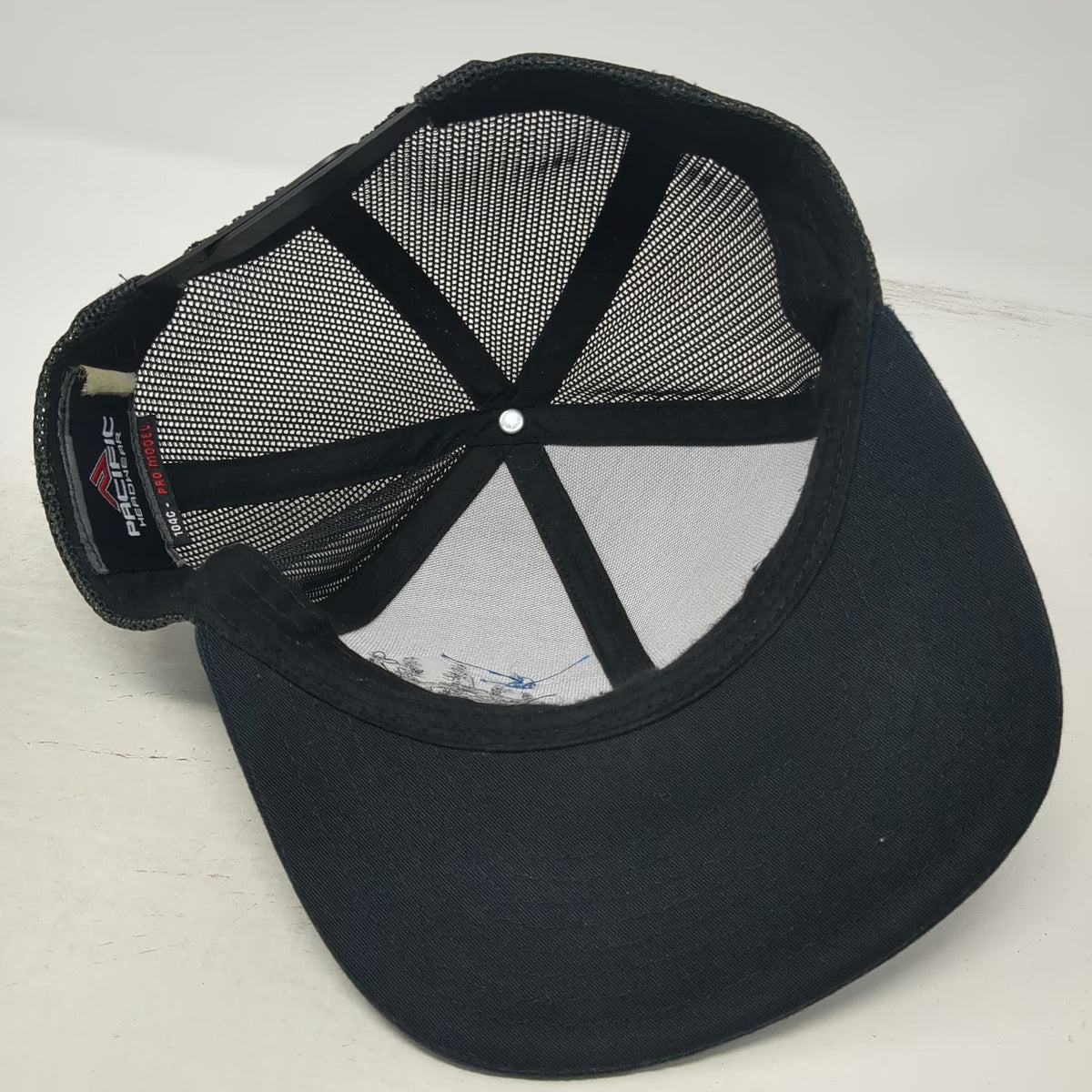 Pacific Headwear Trucker Hat Black One Size Snapback Mesh Camp Ida-Haven Trees