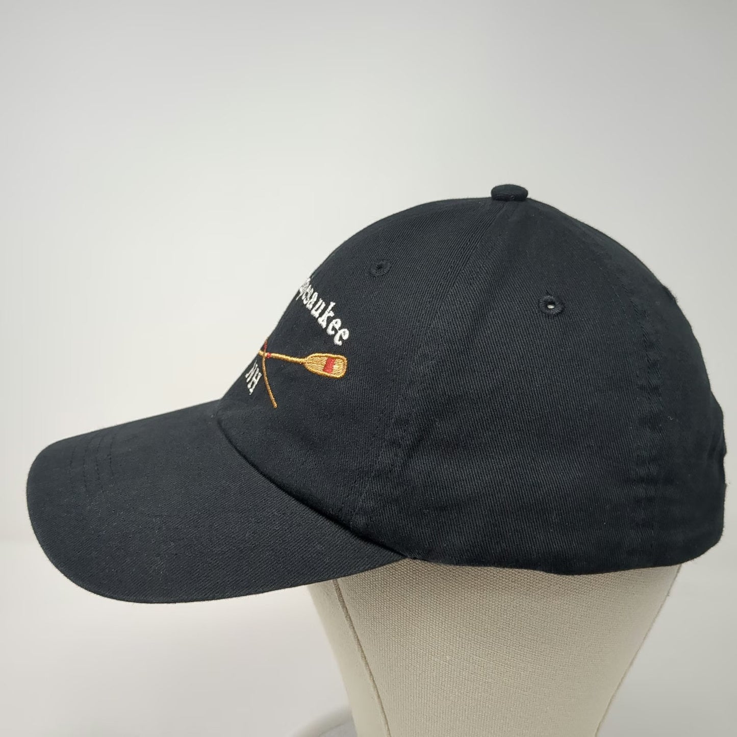 Baseball Cap Black One Size Winnipesaukee NH Crossed Oars Strapback Cotton Hat