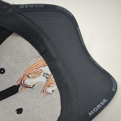 Horse Strapback Hat Black One Size Embroidered Adjustable Vent Holes