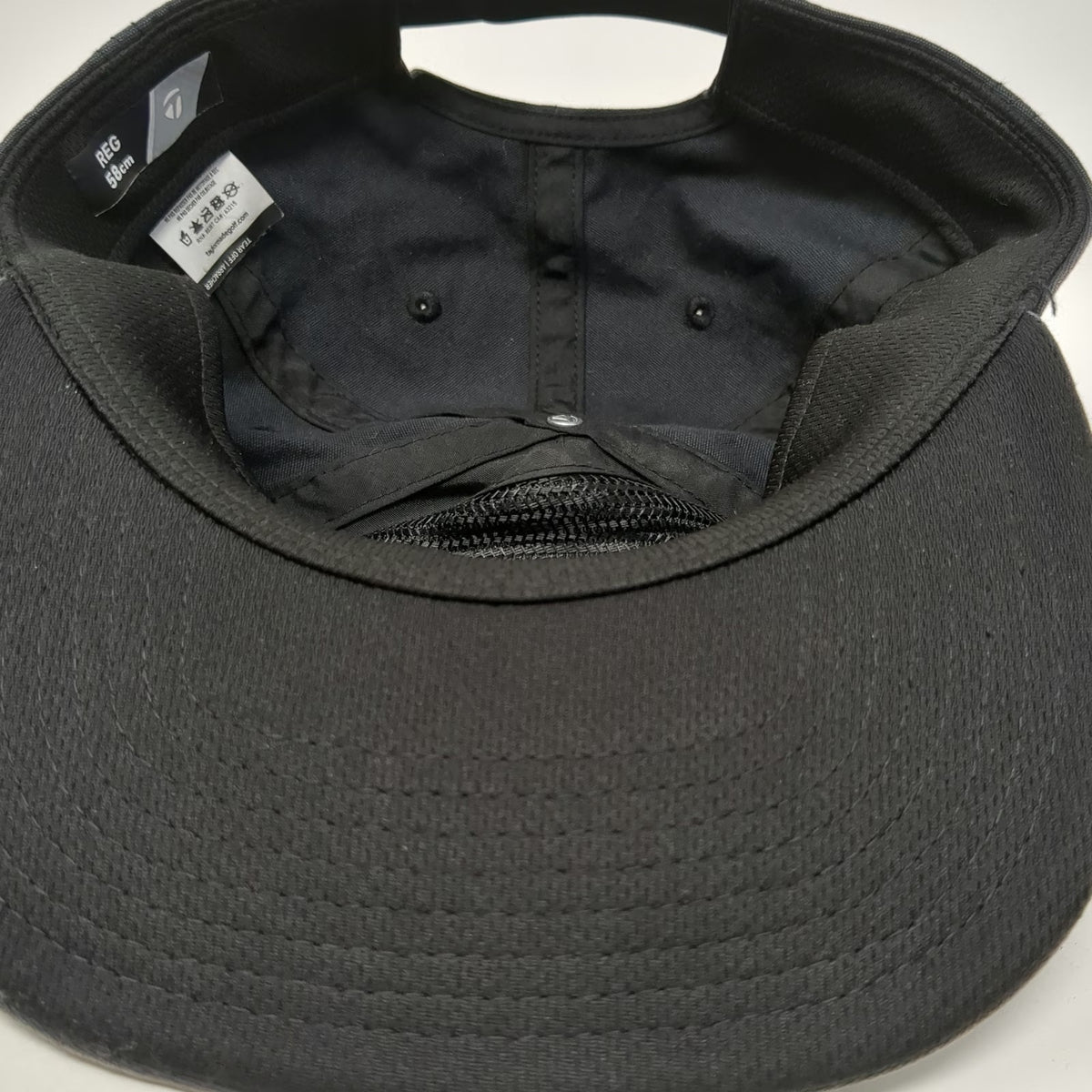 TaylorMade 5 Panel Black One Size Golf Snapback Rope Hat Cotton Patch Logo Flat
