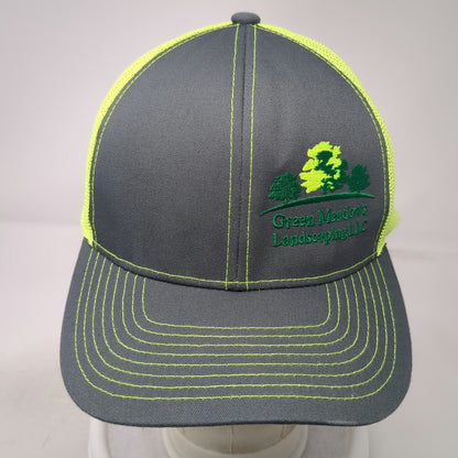 Pacific Headwear Trucker Hat Gray One Size Green Meadows Landscaping Mesh Logo