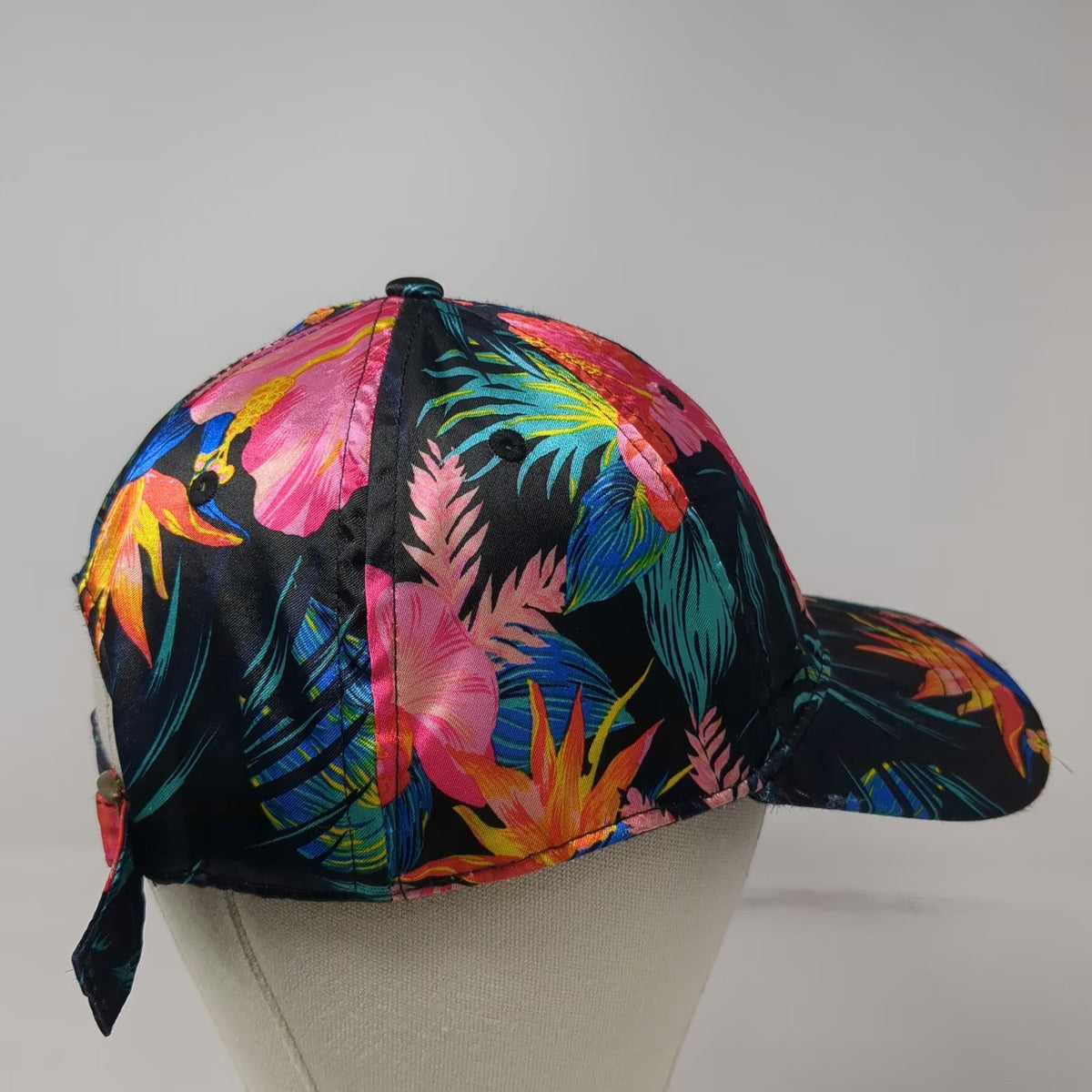 Baseball Cap Black One Size Floral Tropical Hibiscus All Over Print Pattern Hat