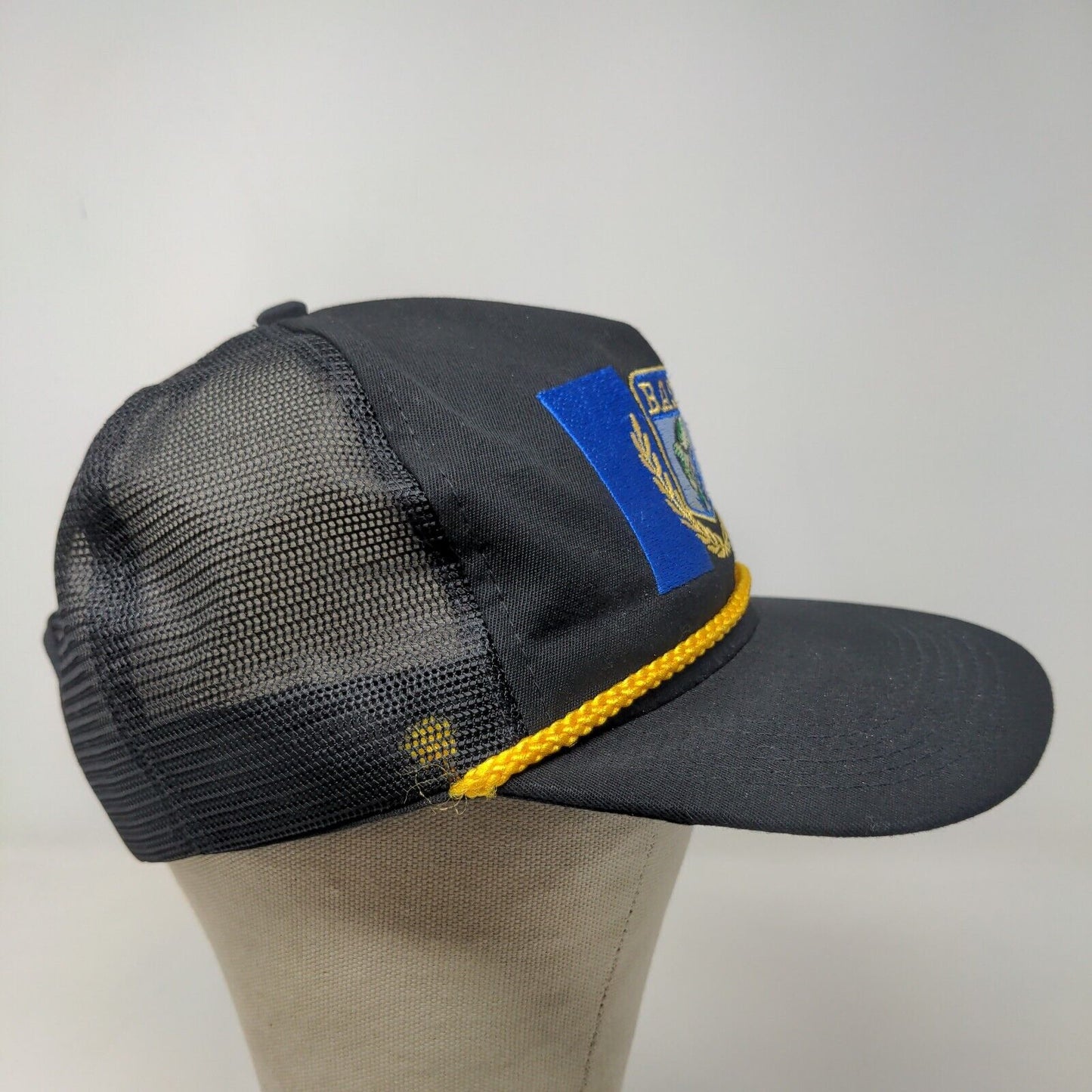 Innovative Products Mens Snapback Mesh Back Hat Black OSFA Vintage Bass Logo USA
