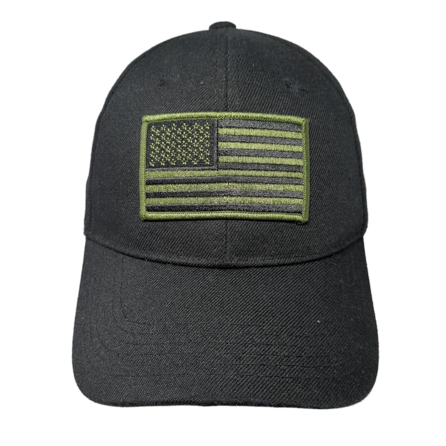 American Flag Strapback Hat Black One Size Patch Adjustable 6 Panel