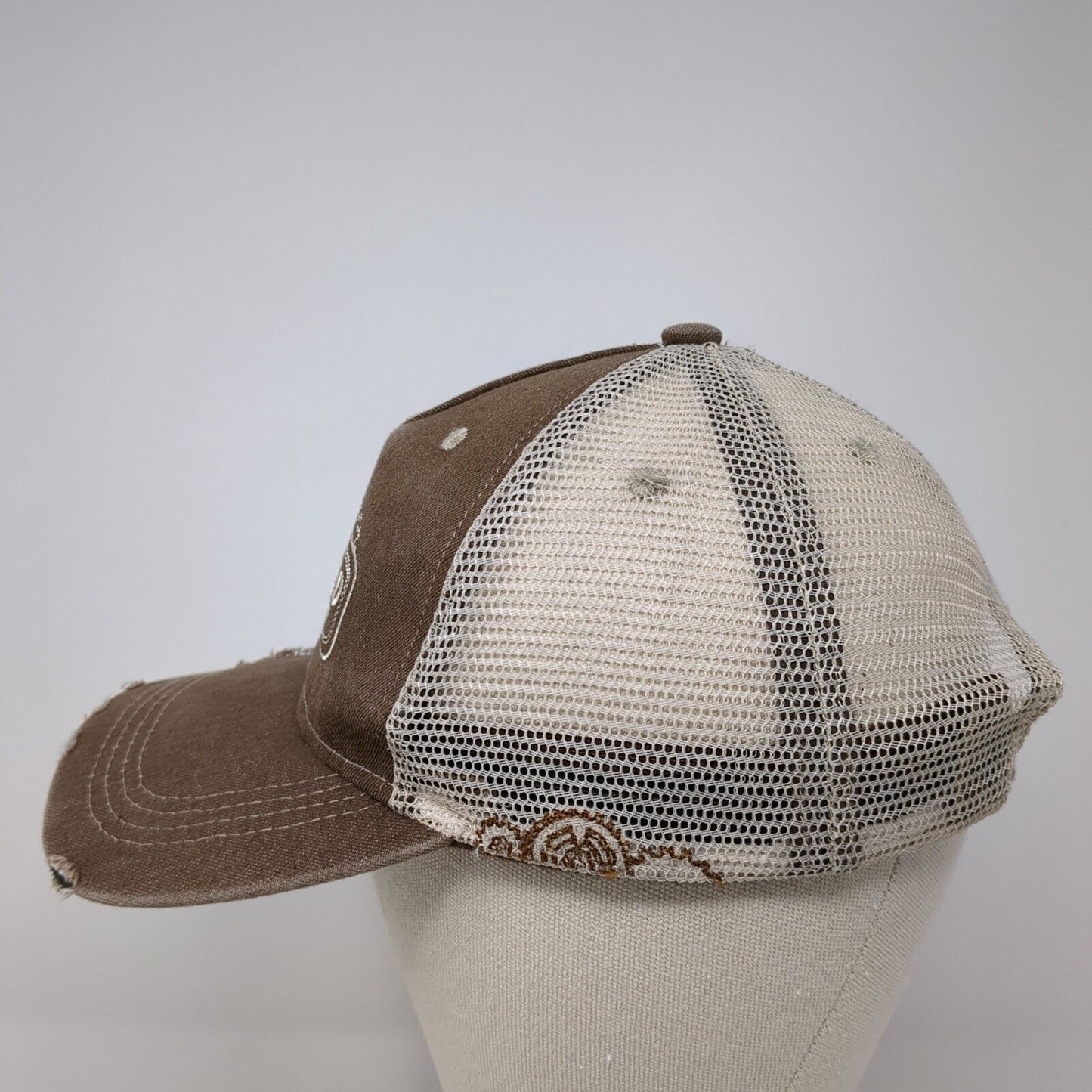 Created by God Built For A Purpose Strapback Hat Brown OS Adjustable Distressed
