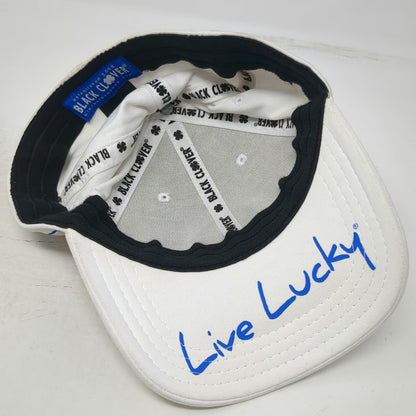 Black Clover Baseball Cap White XL Blue Bailey Creek Live Lucky Stretch Fit Hat