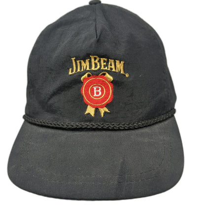 d&D Jim Beam 5 Panel Black Hat One Size Nylon Snapback Rope Detail Logo Seal B