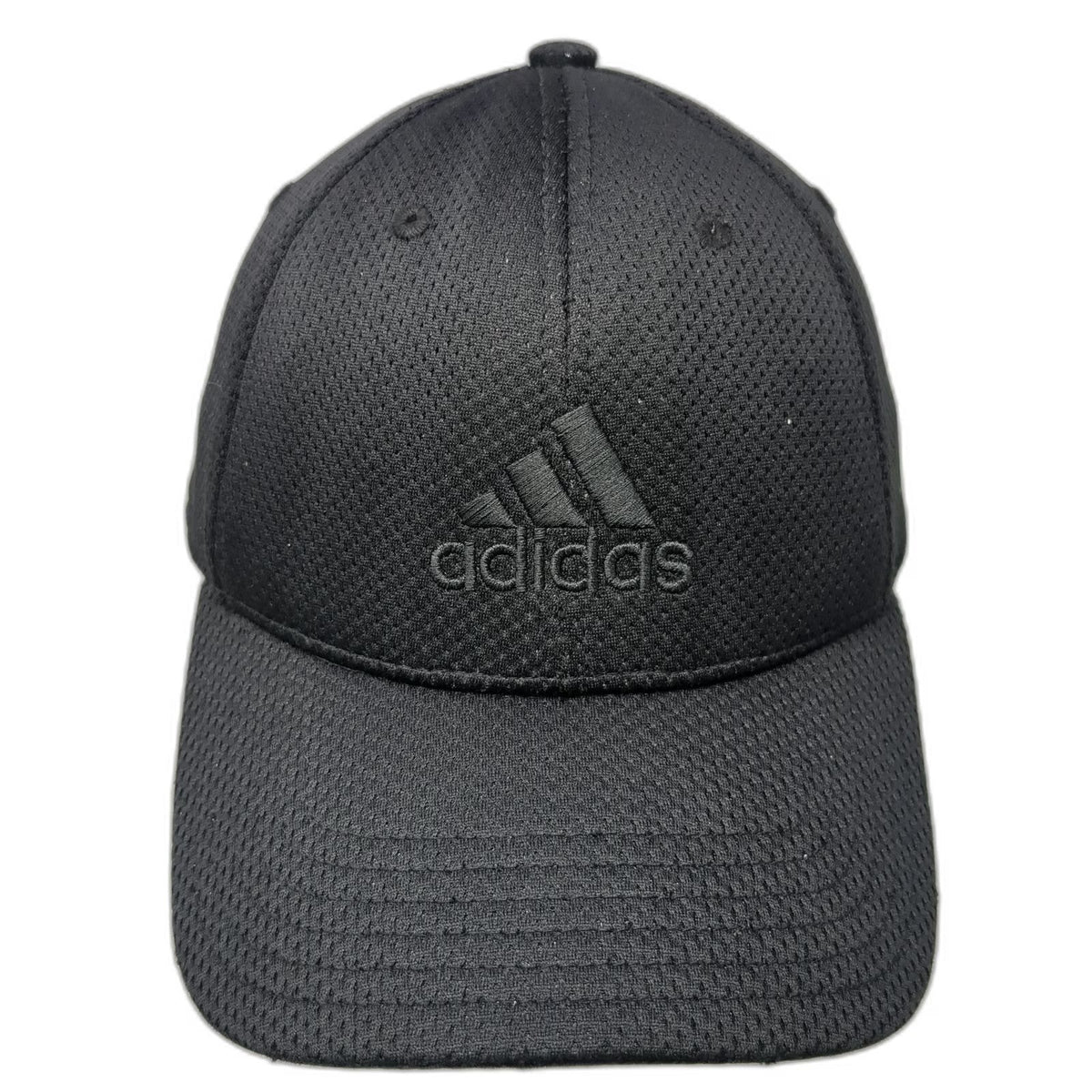 Adidas Baseball Cap Black XL Tonal Logo Performance Mesh Stretch Fit Hat