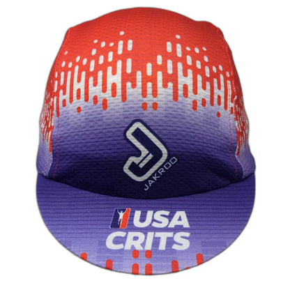 Jakroo 5 Panel Cap Purple Red L/XL USA Crits Cycling Hat Flip Up Brim Polyester