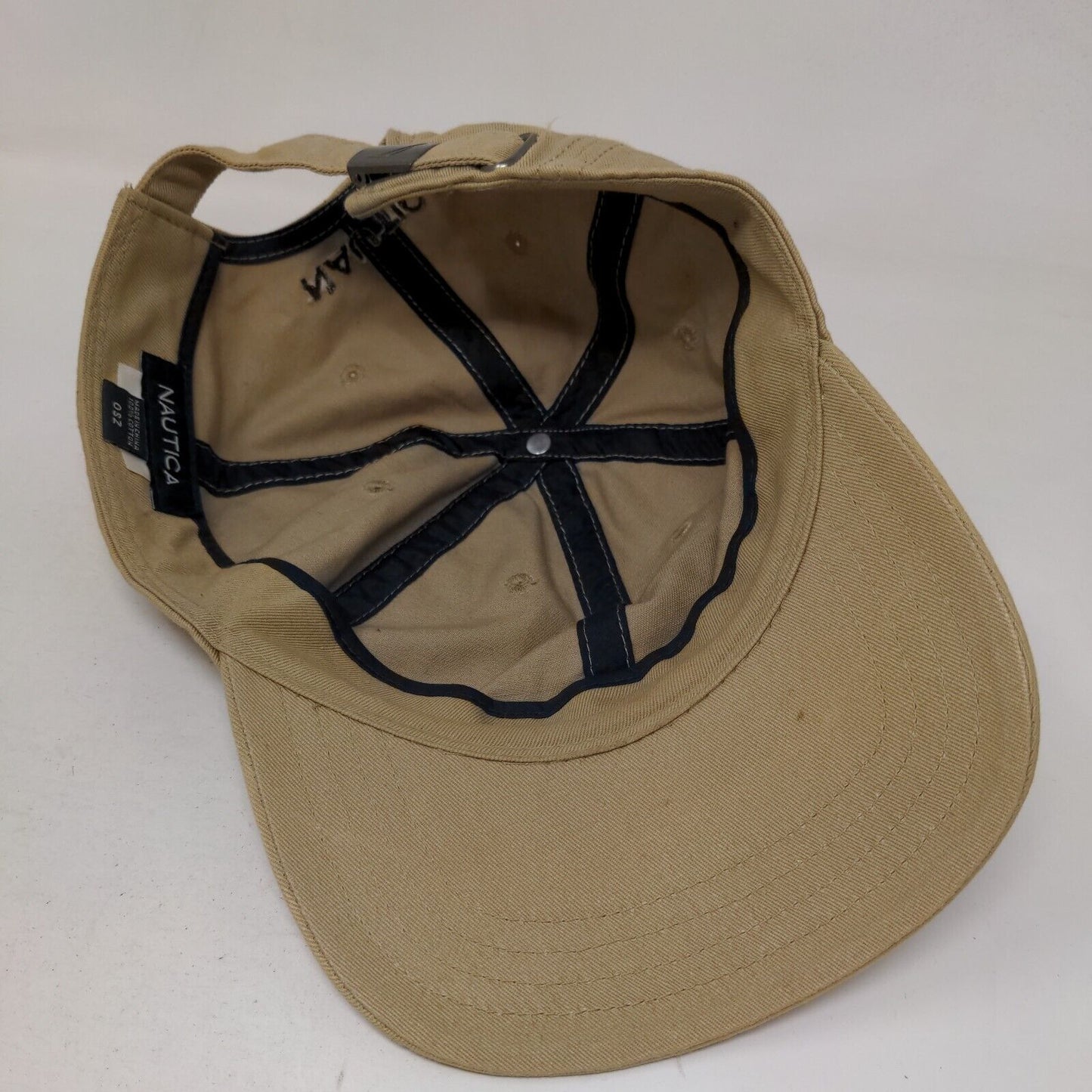 Nautica Slideback Hat Tan One Size Adjustable Embroidered 6 Panel Cotton