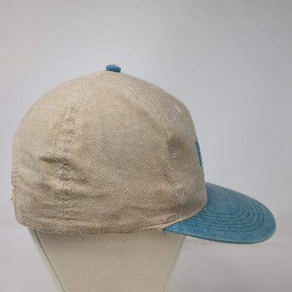 Rogers Seed Co Snapback Hat Beige Blue One Size Made in USA Canvas Denim Work