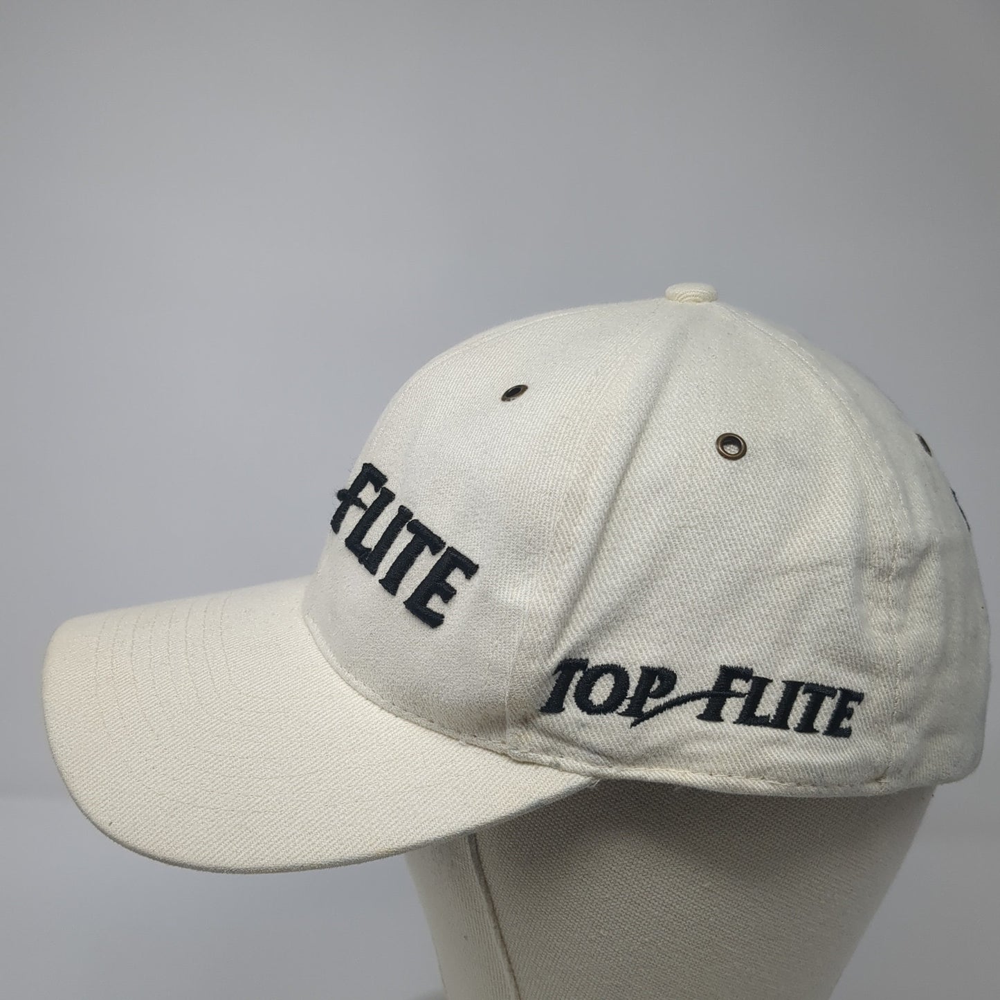 Top Flite Baseball Cap Beige One Size Adjustable Embroidered Vented Holes